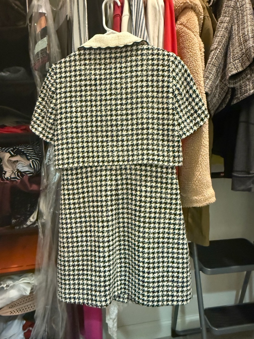 Sandro Faustina Houndstooth Mini Dress Size 36 - Picture 3 of 4